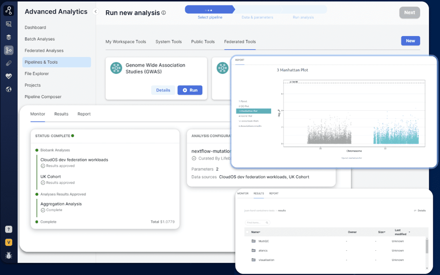 Run distributed analysis across multiple data sources with Lifebit’s Advanced Analytics