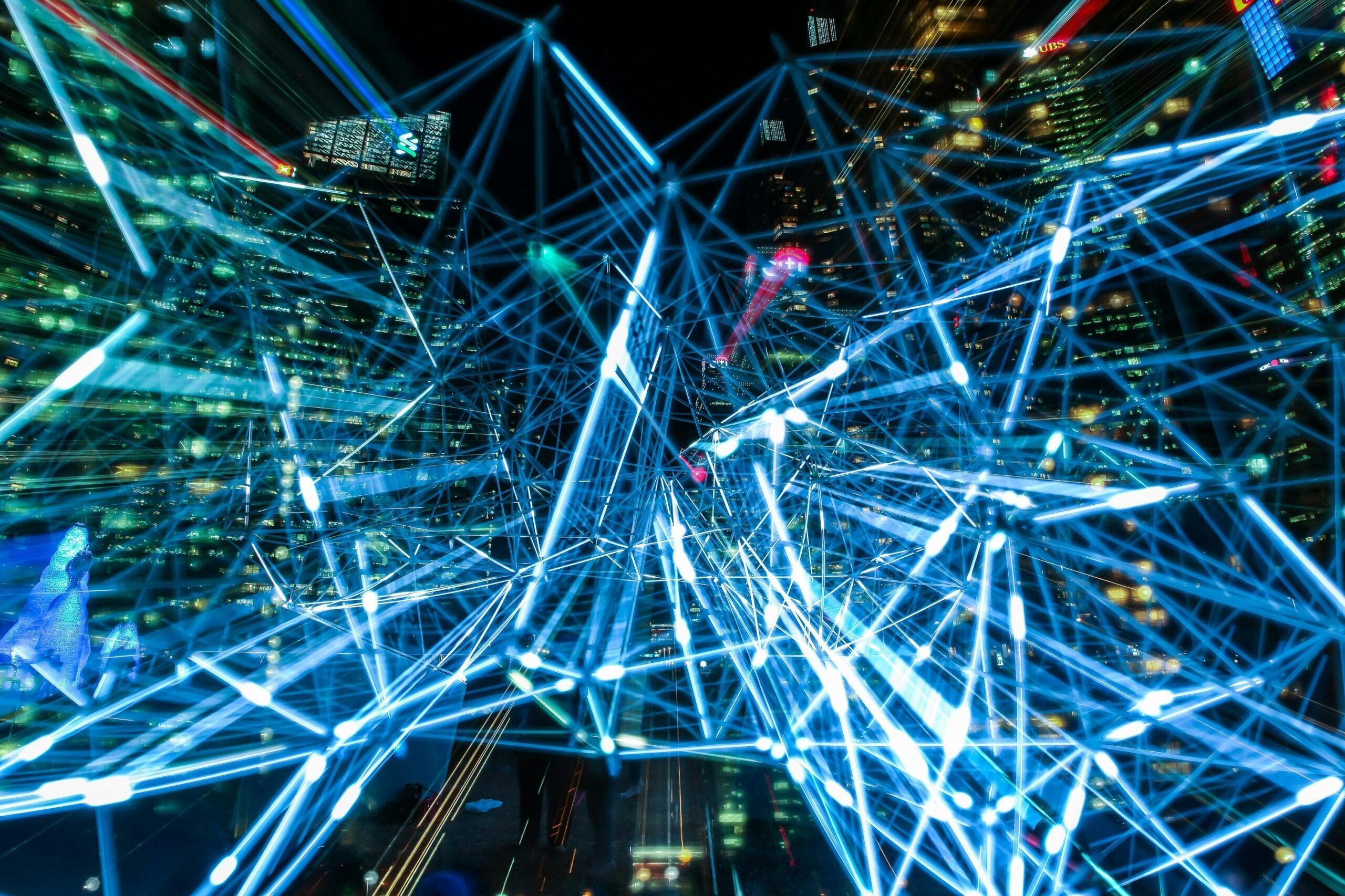 Abstract connected network nodes representing distributed data infrastructure