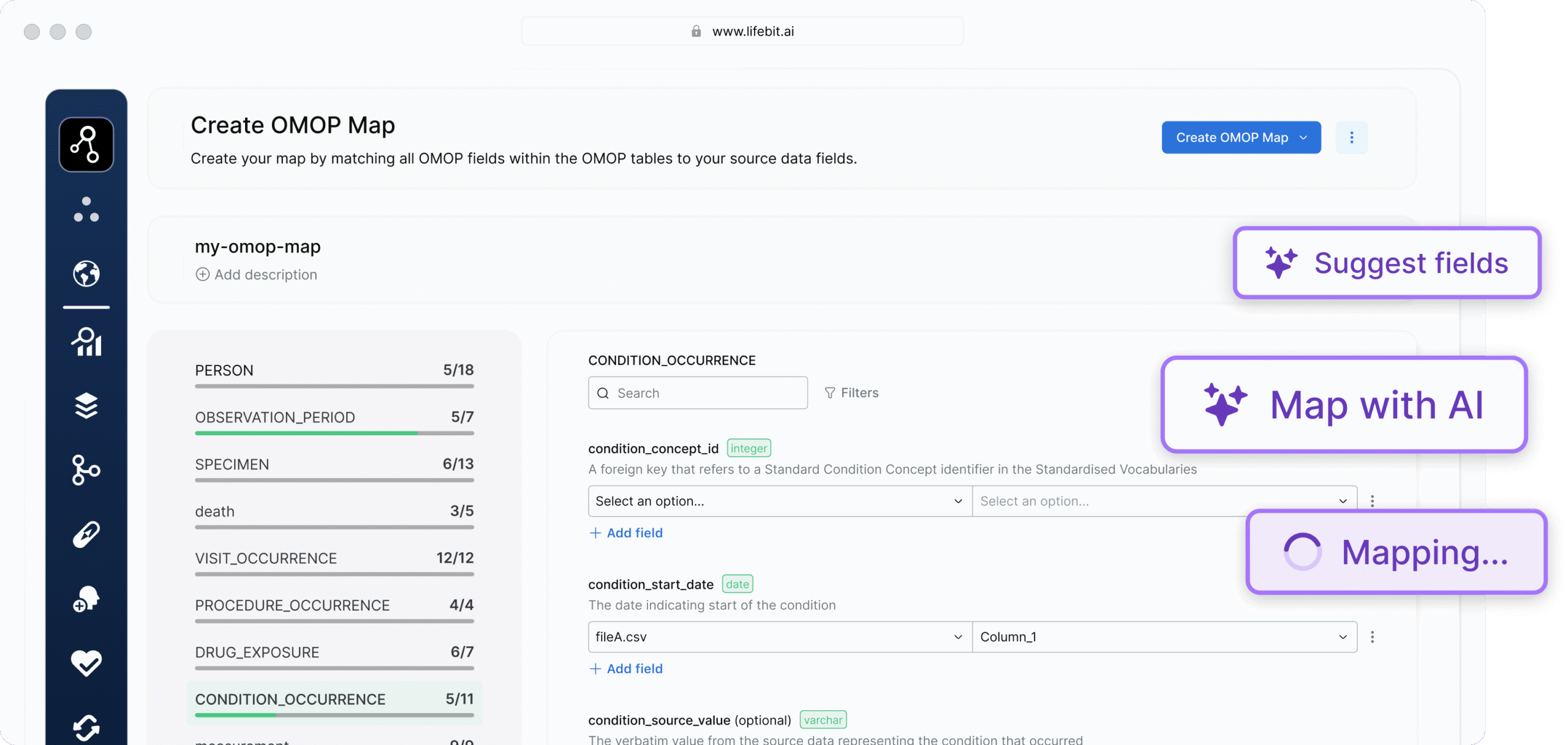 map to OMOP with data factory