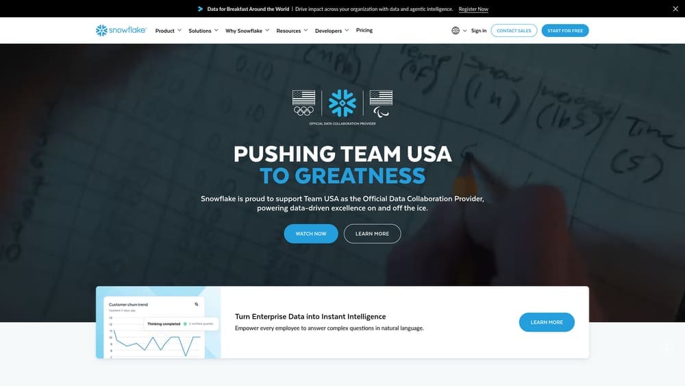 Screenshot of Snowflake Healthcare & Life Sciences website