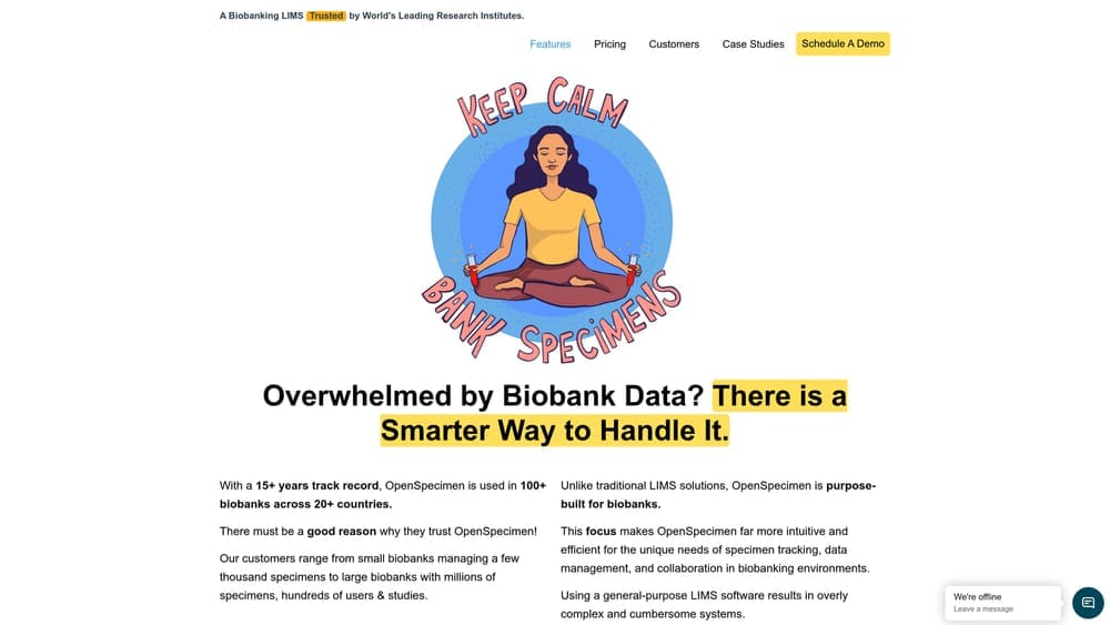 Screenshot of OpenSpecimen website