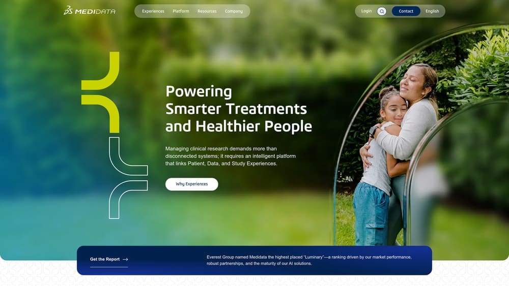 Screenshot of Medidata Rave website