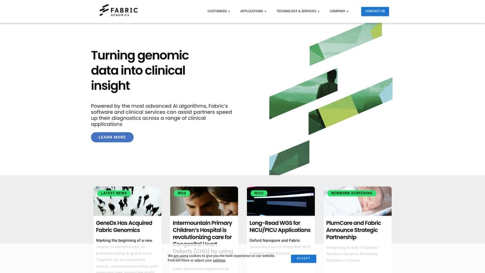Screenshot of Fabric Genomics website
