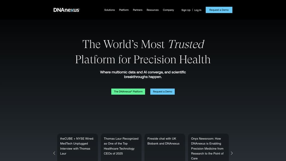 Screenshot of DNAnexus website