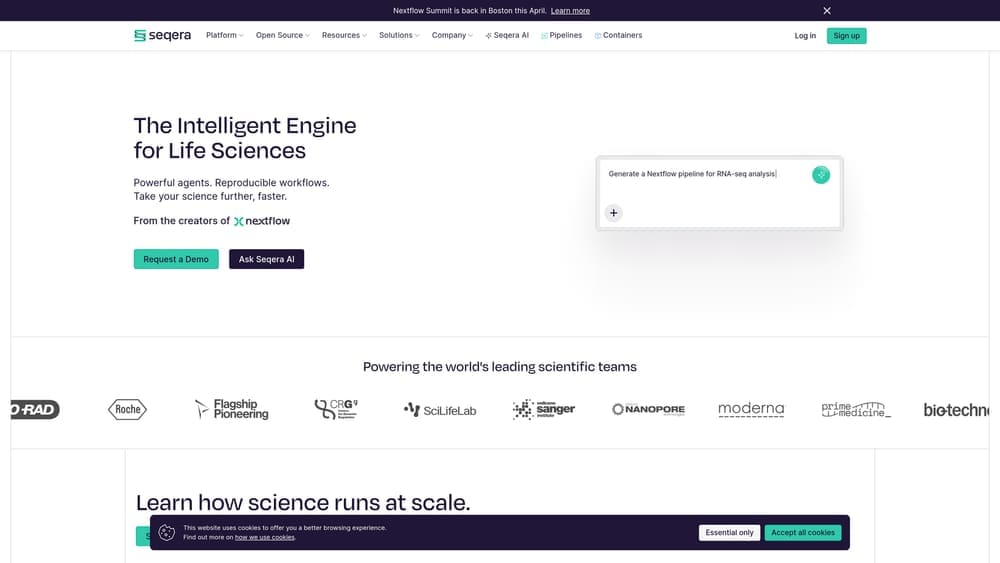 Screenshot of Nextflow Tower website