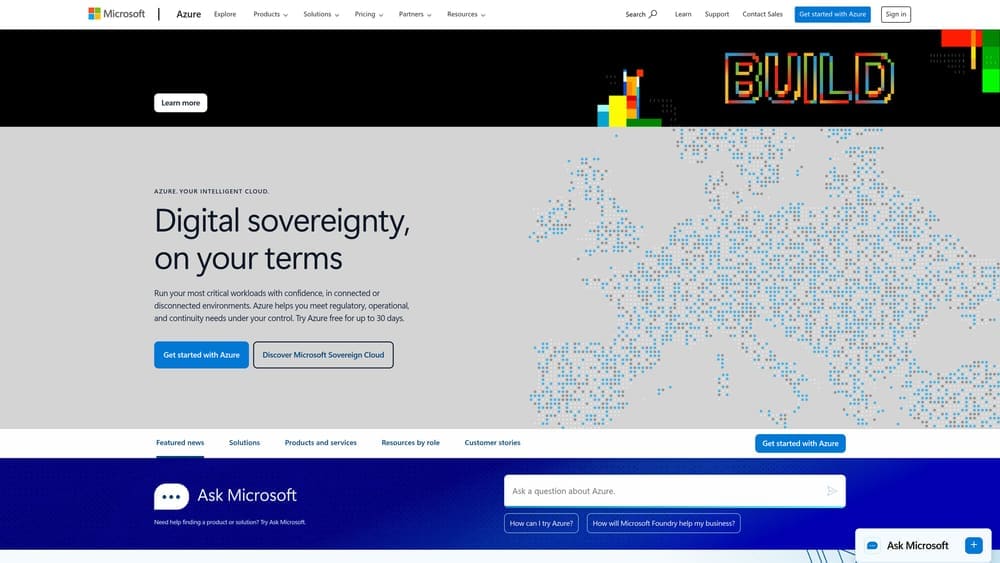 Screenshot of Microsoft Azure Health Data Services website