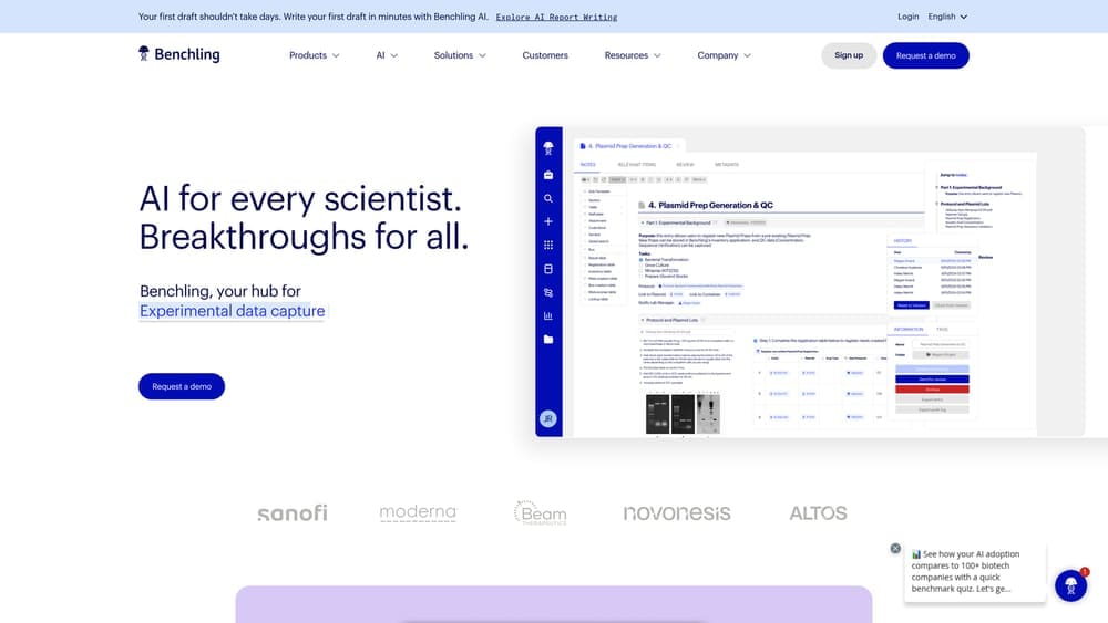 Screenshot of Benchling website