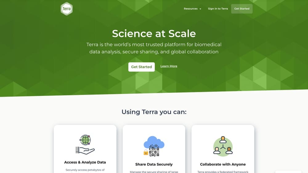 Screenshot of Terra (Broad Institute) website