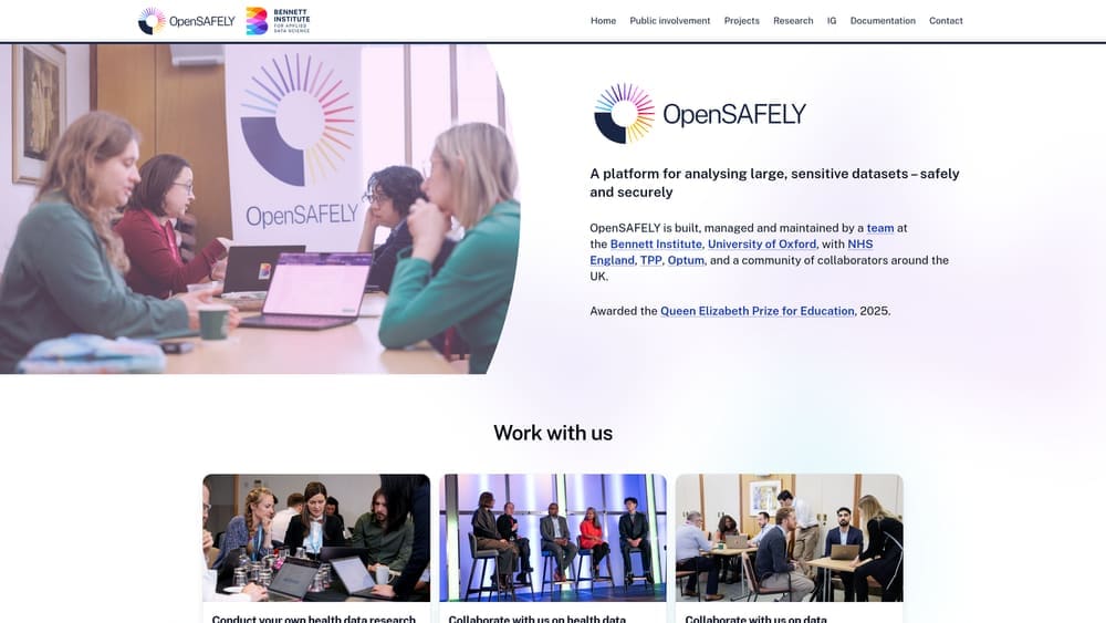 Screenshot of OpenSAFELY website