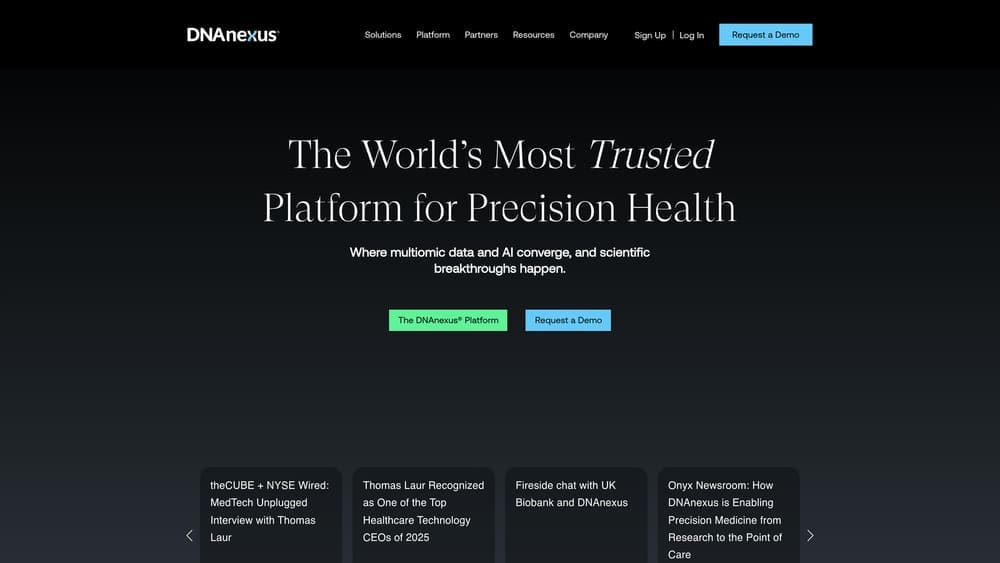 Screenshot of DNAnexus website