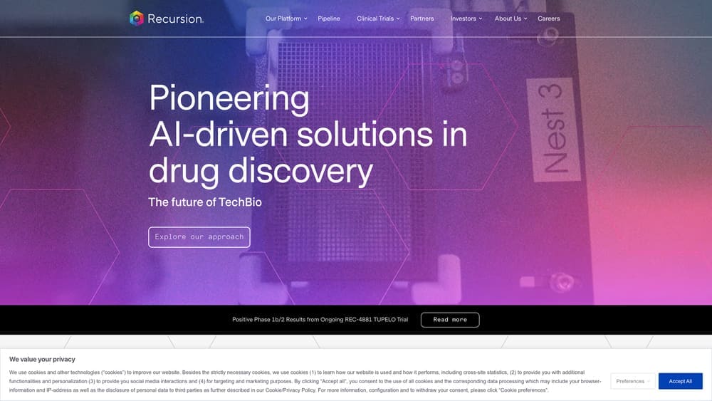 Screenshot of Exscientia website