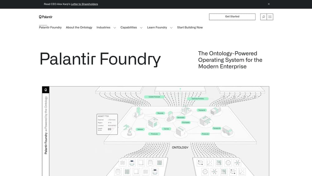 Screenshot of Palantir Foundry website