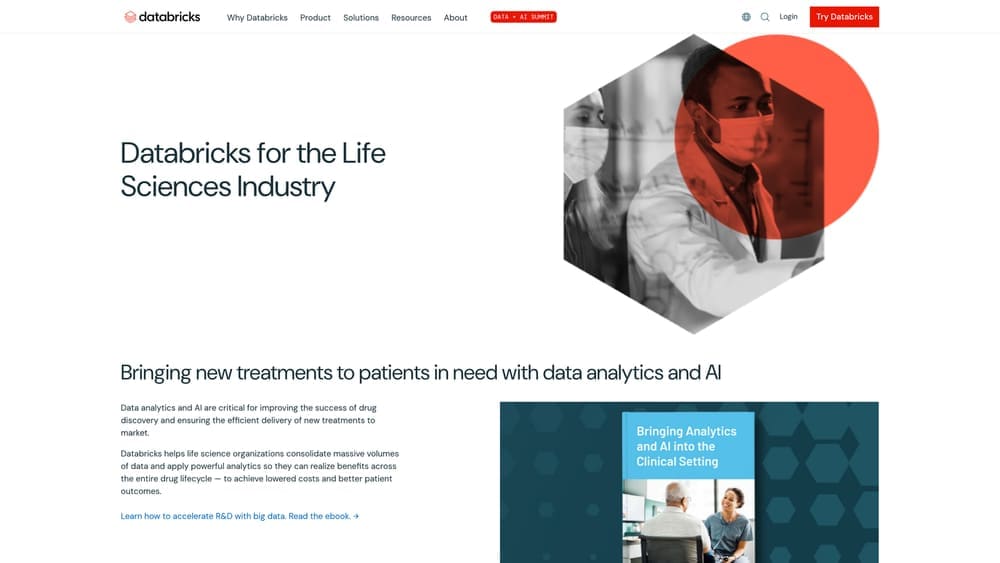 Screenshot of Databricks for Life Sciences website