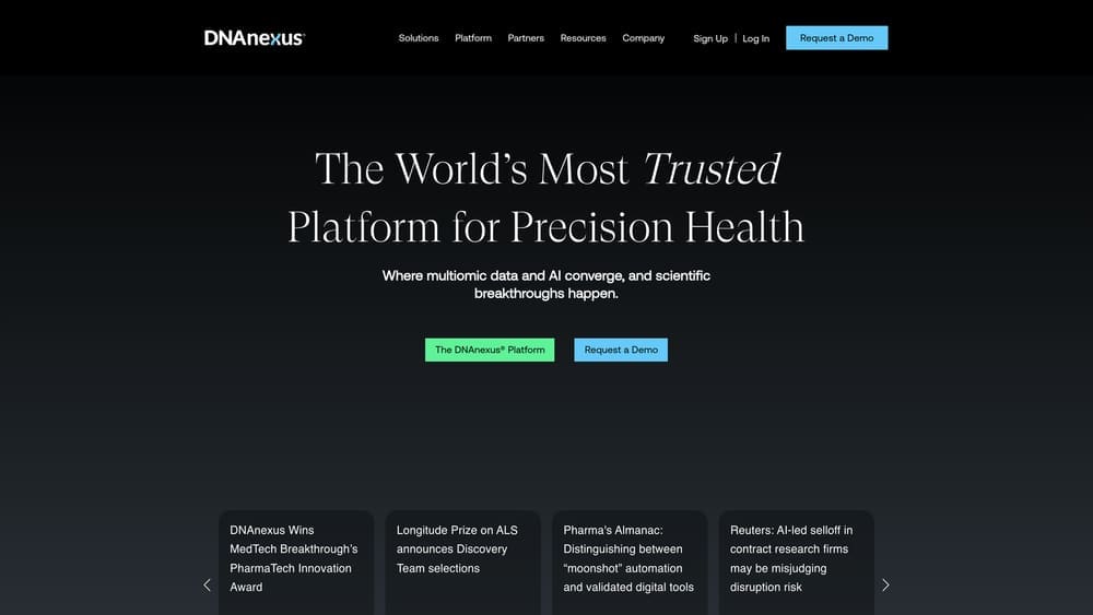 Screenshot of DNAnexus website