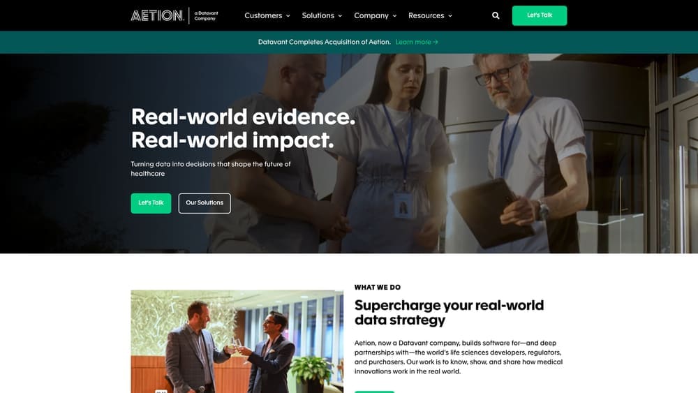 Screenshot of Aetion Evidence Platform website