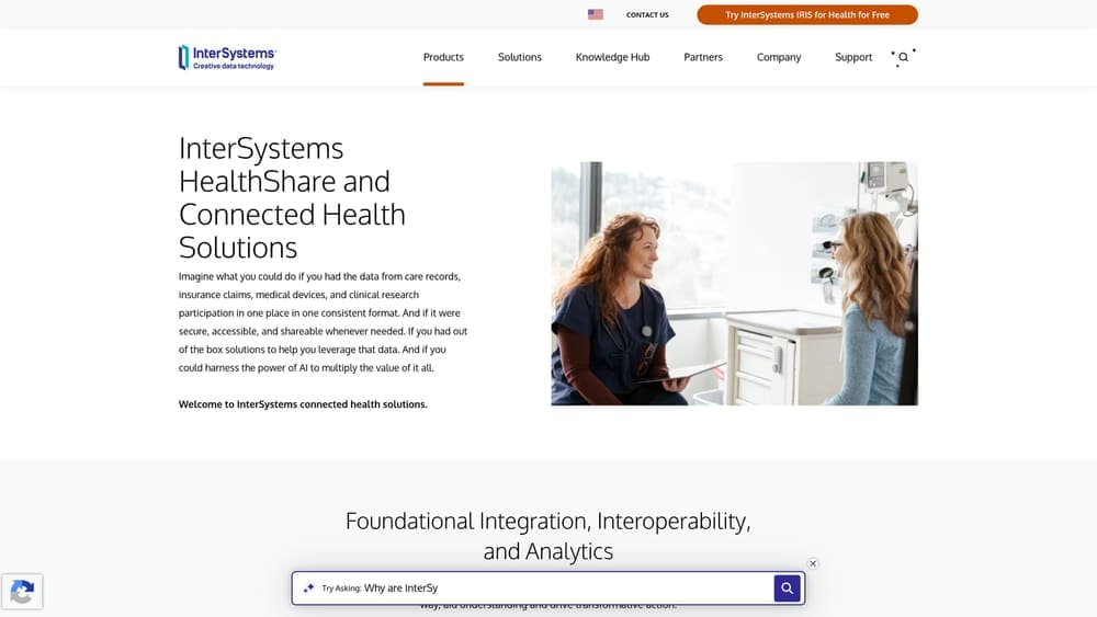 Screenshot of InterSystems HealthShare website