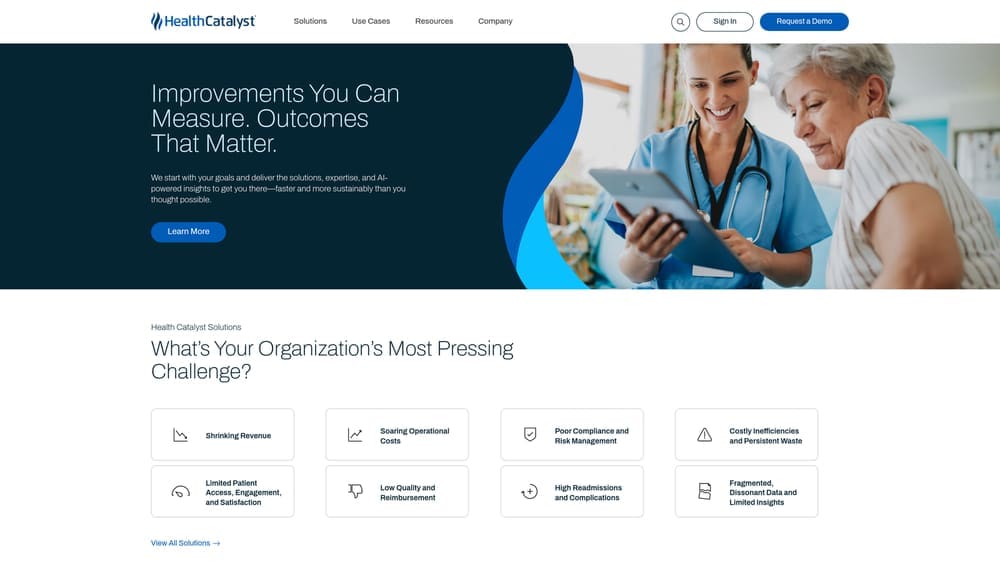 Screenshot of Health Catalyst website