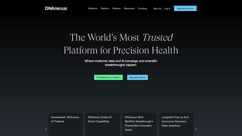 Screenshot of DNAnexus website
