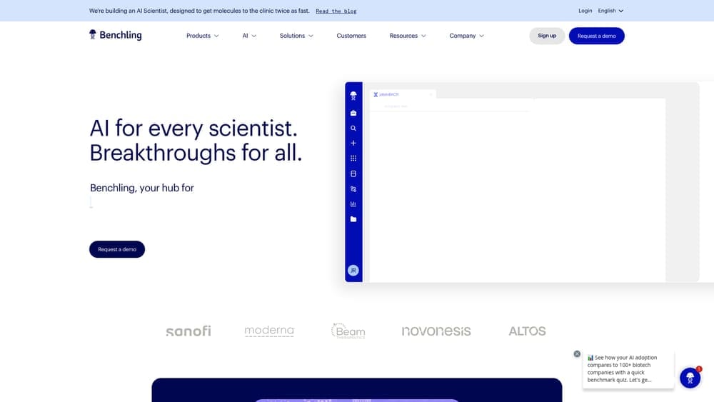Screenshot of Benchling website