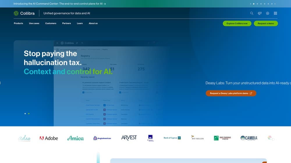 Screenshot of Collibra website