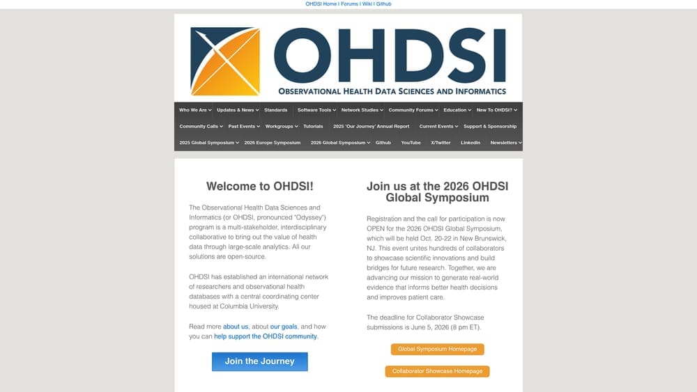Screenshot of OHDSI OMOP CDM Tools (White Rabbit, Usagi, Rabbit-in-a-Hat) website