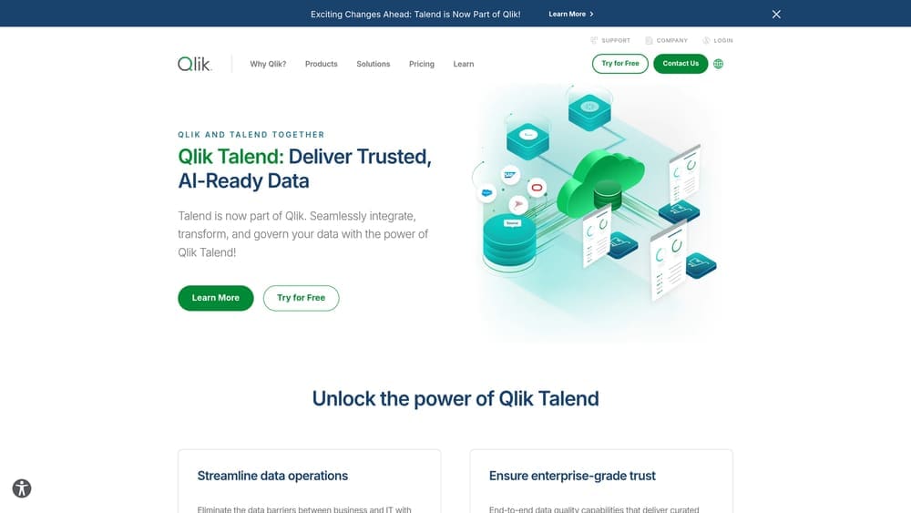 Screenshot of Talend Data Fabric website
