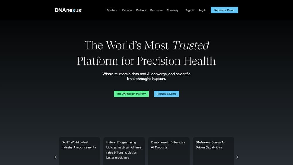 Screenshot of DNAnexus website