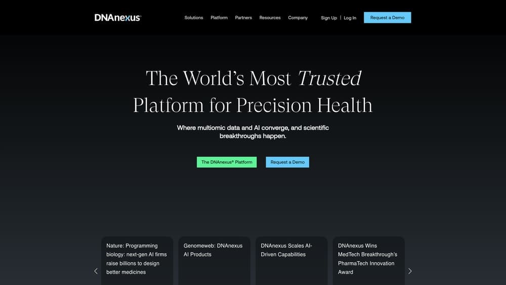 Screenshot of DNAnexus website