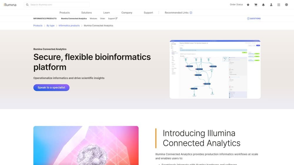 Screenshot of Illumina Connected Analytics (ICA) website