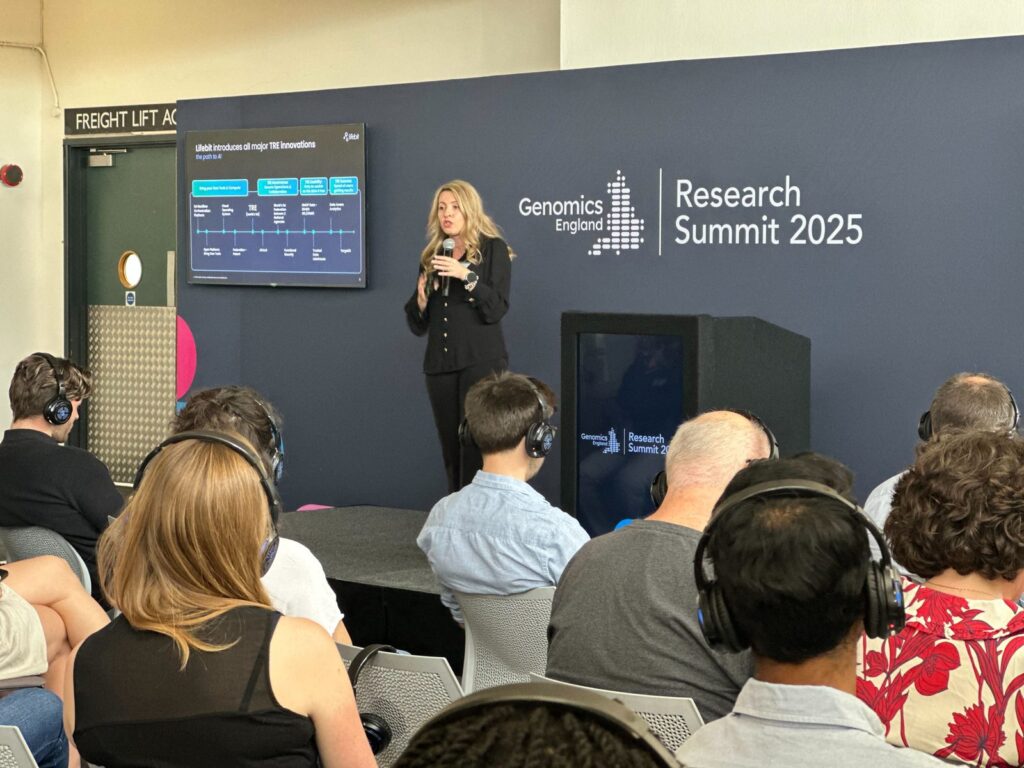 A presenter at the Genomics England Research Summit 2025